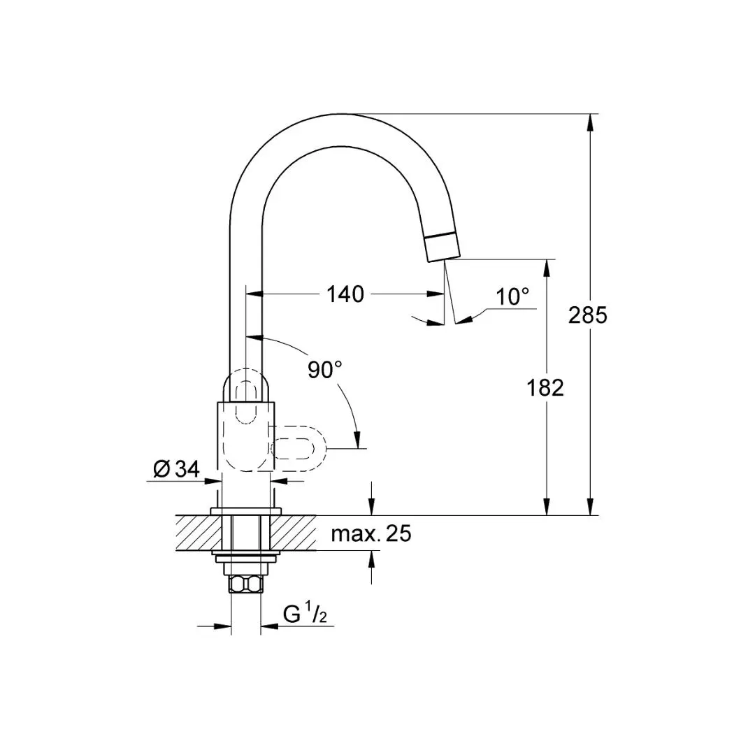 Grohe table mounted regular kitchen sink tap bauloop 31222000 with swinging spout in chrome finish 31222000 Standard - image 2