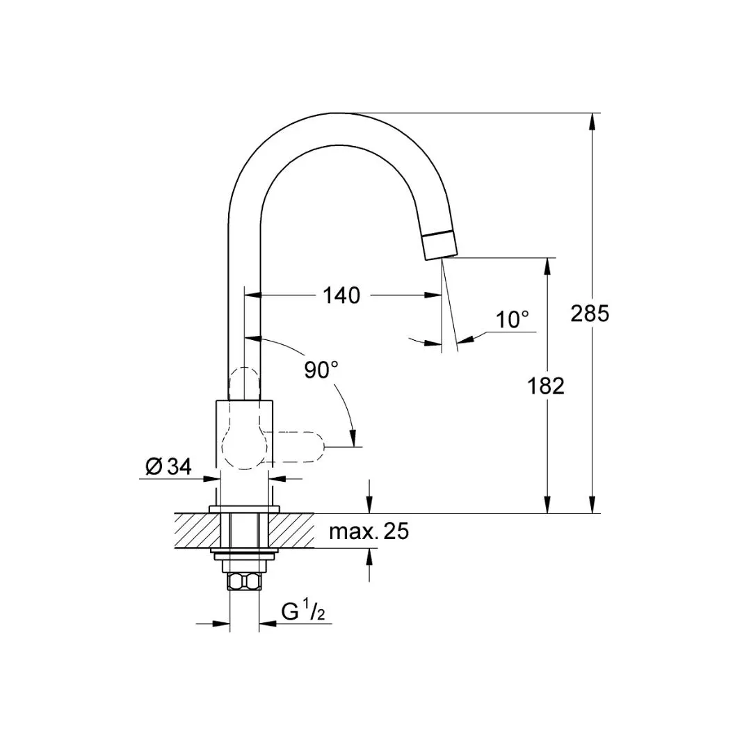 Grohe table mounted regular kitchen sink tap bauedge 31223000 with swinging spout in chrome finish 31223000 Standard - image 2