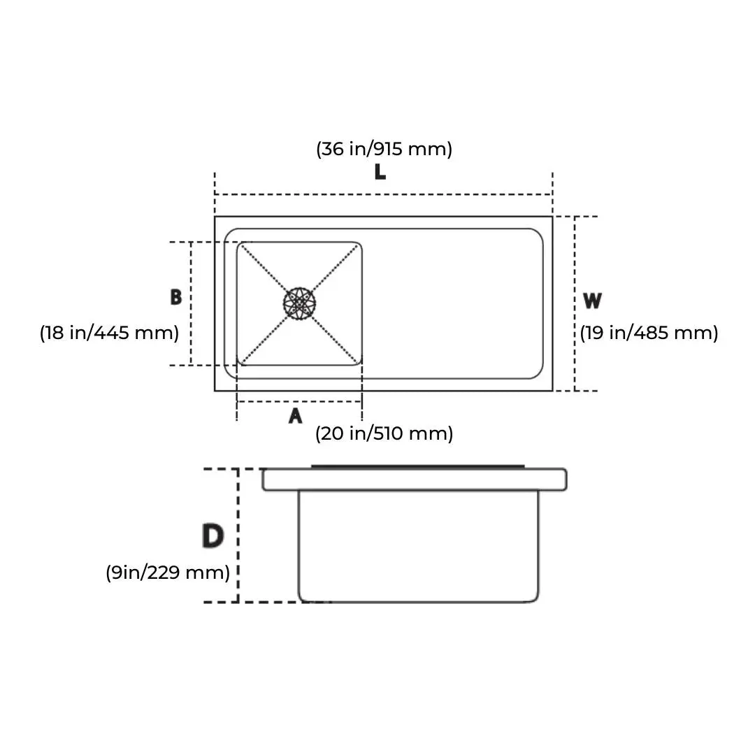 Hindware stainless steel Sink Handmade series single bowl with drain board marino 36 x 19 ( 36 x 19 inches ) HINDWARE-STAINLESS-STEEL-SINK-HANDMADE-SERIES-SINGLE-BOWL-WITH-DRAIN-BOARD-MARINO-36-X-19-36-X-19-INCHES-SATIN Satin - image 4