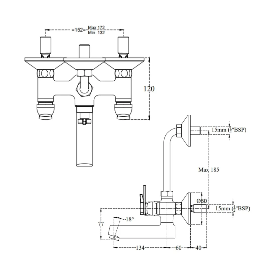 Cera 2 way wall mixer titanium F1003401 F1003401 Chrome - image 4
