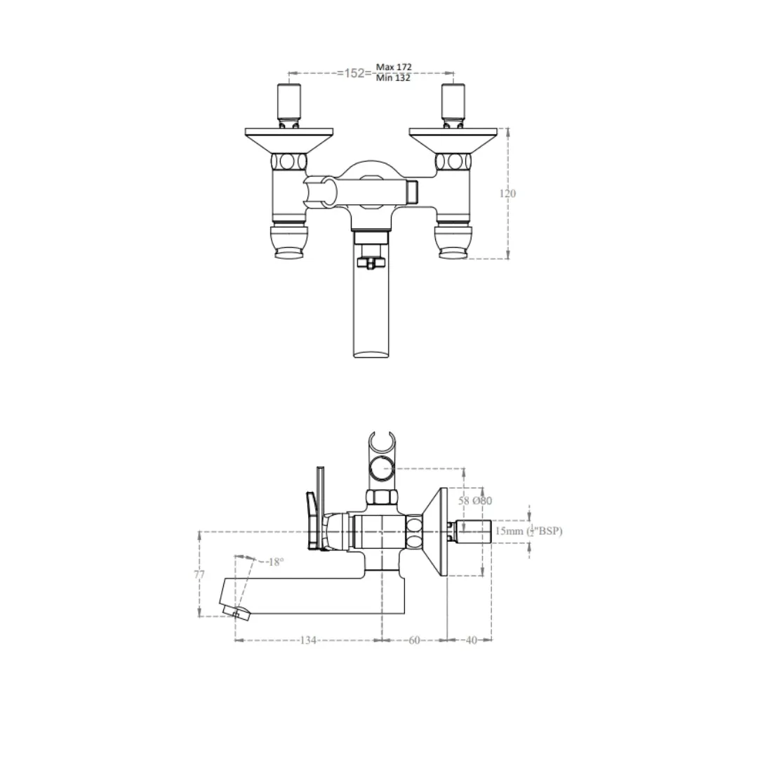 Cera 2 way wall mixer titanium F1003404 F1003404 Chrome - image 4
