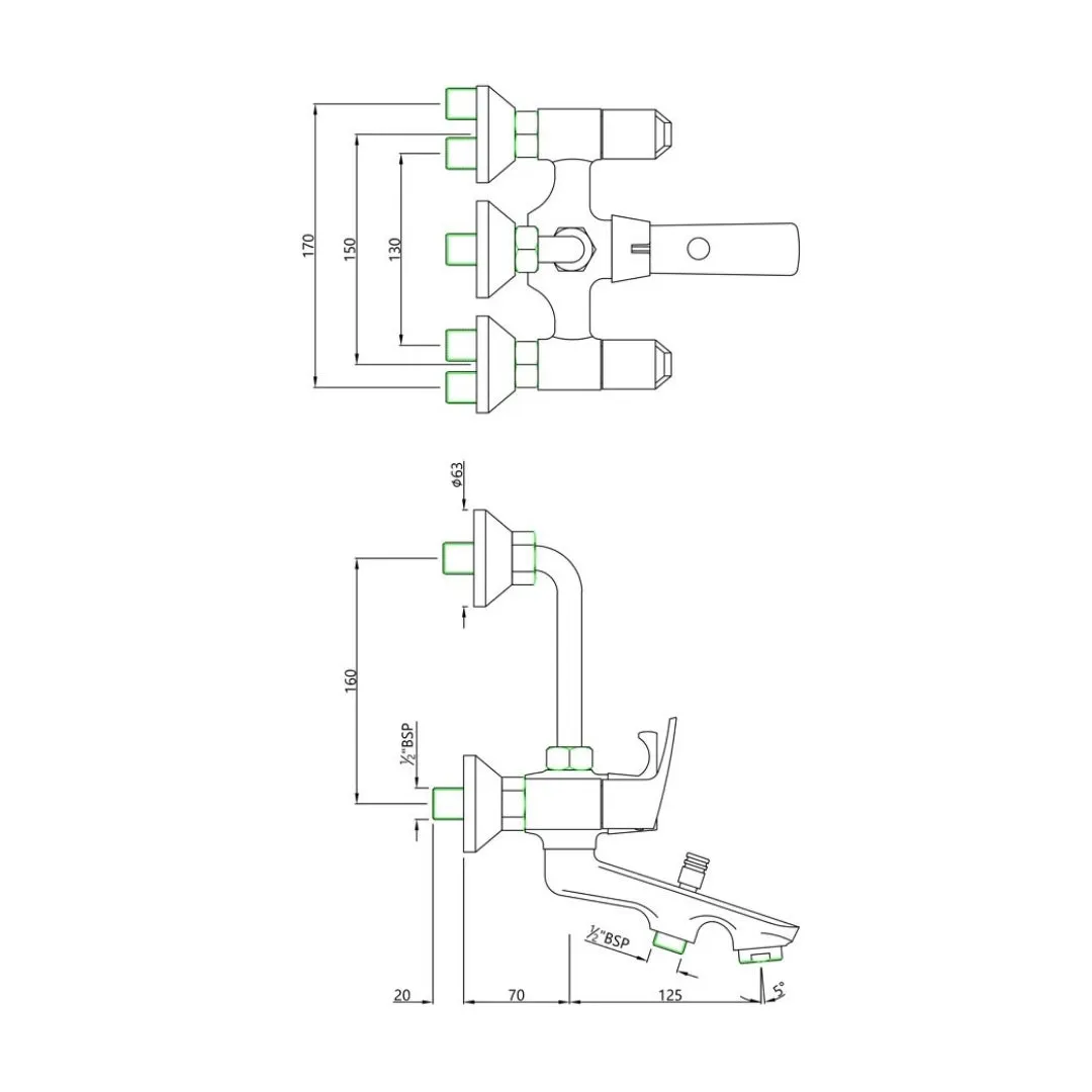 Essco 4 way wall mixer Stella STE-CHR-107281 Chrome - image 2