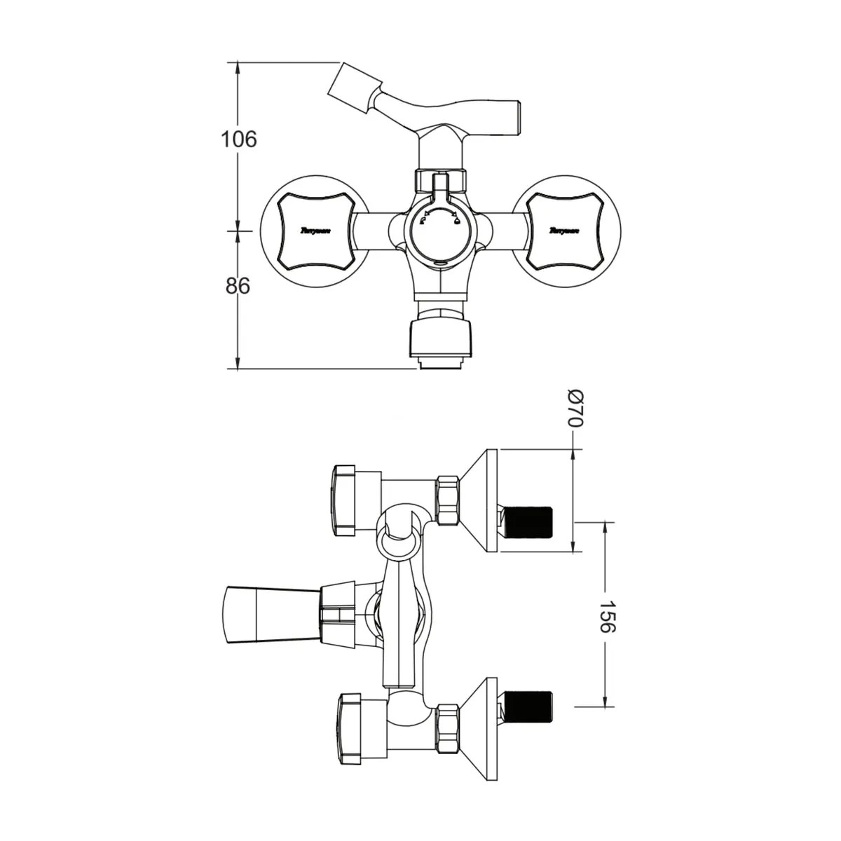 Parryware 2 way wall mixer jade G022GA1 G022GA1 Chrome - image 2