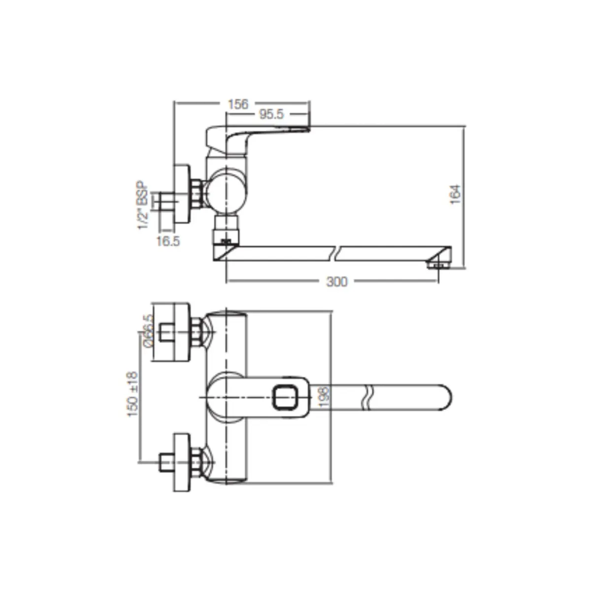 Parryware 2 way wall mixer agate G0654A1 G0654A1 Chrome - image 2