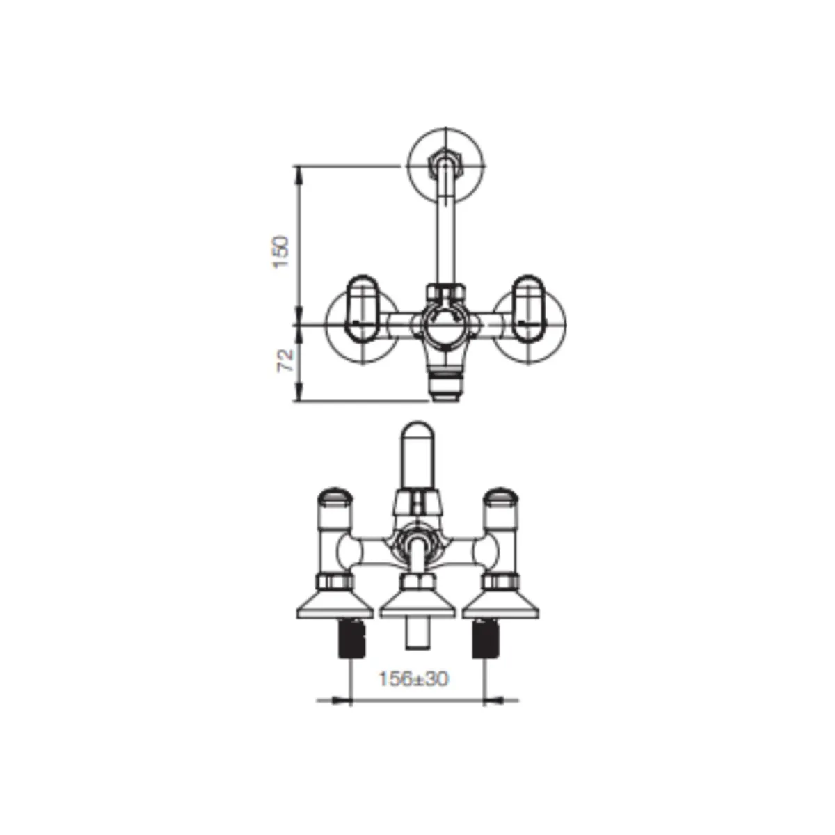Parryware 3 way wall mixer alpha collection G272FA1 G272FA1 Chrome - image 2