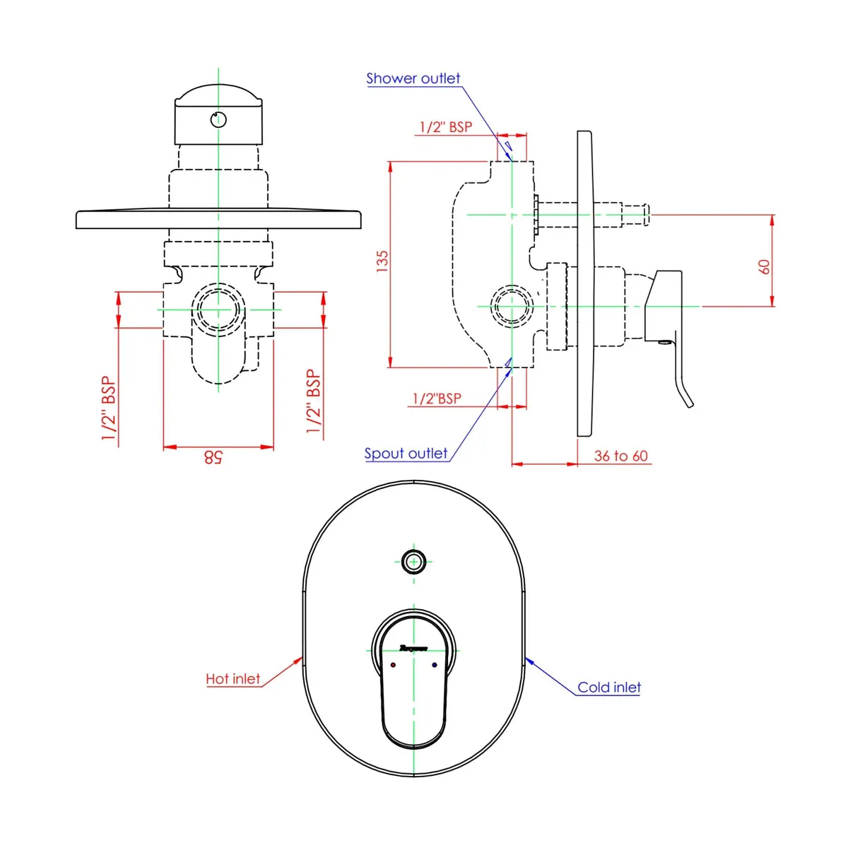 Parryware 2 way diverter alpha collection G272KA1 G272KA1 Chrome - image 2