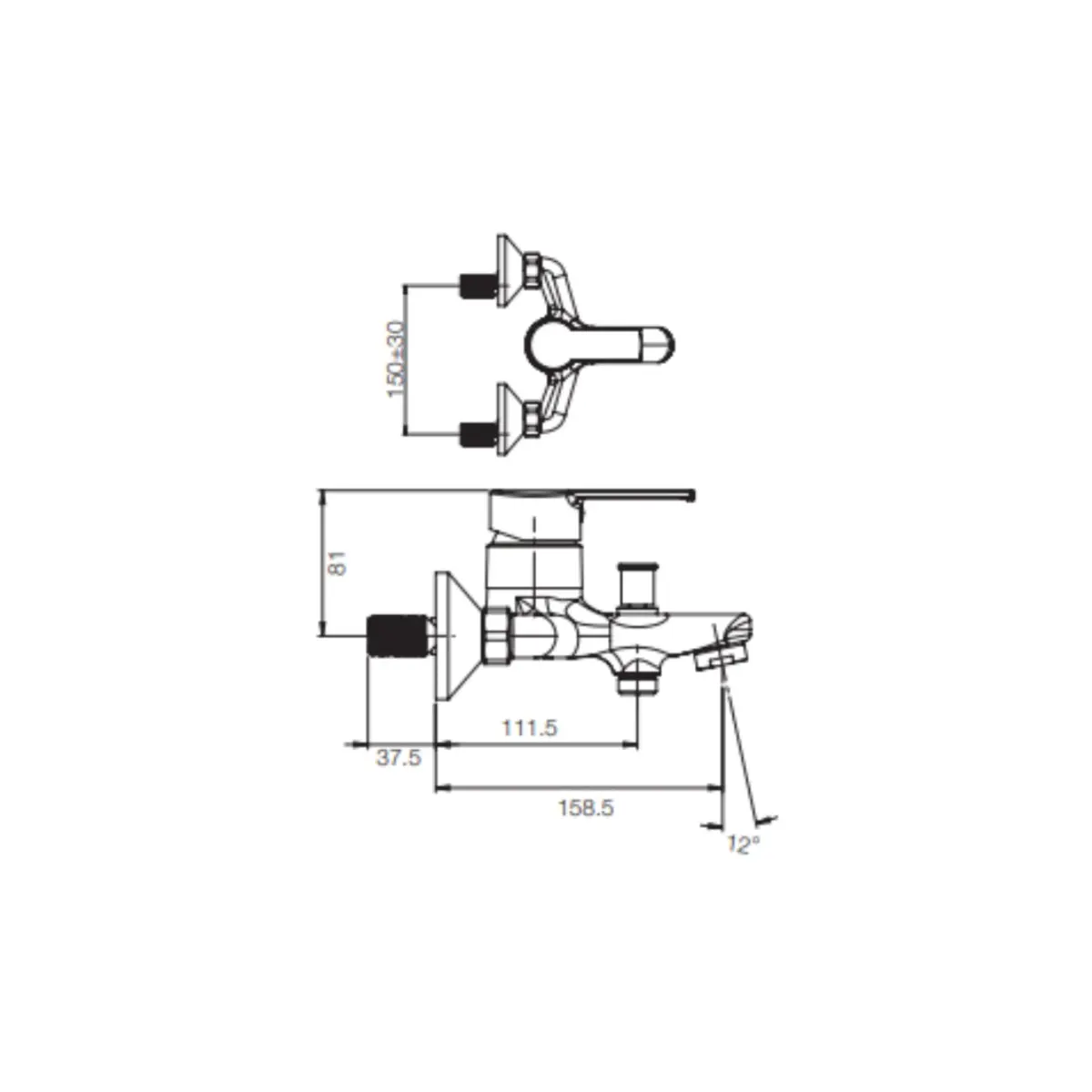 Parryware 2 way wall mixer crust G3118A1 G3118A1 Chrome - image 2