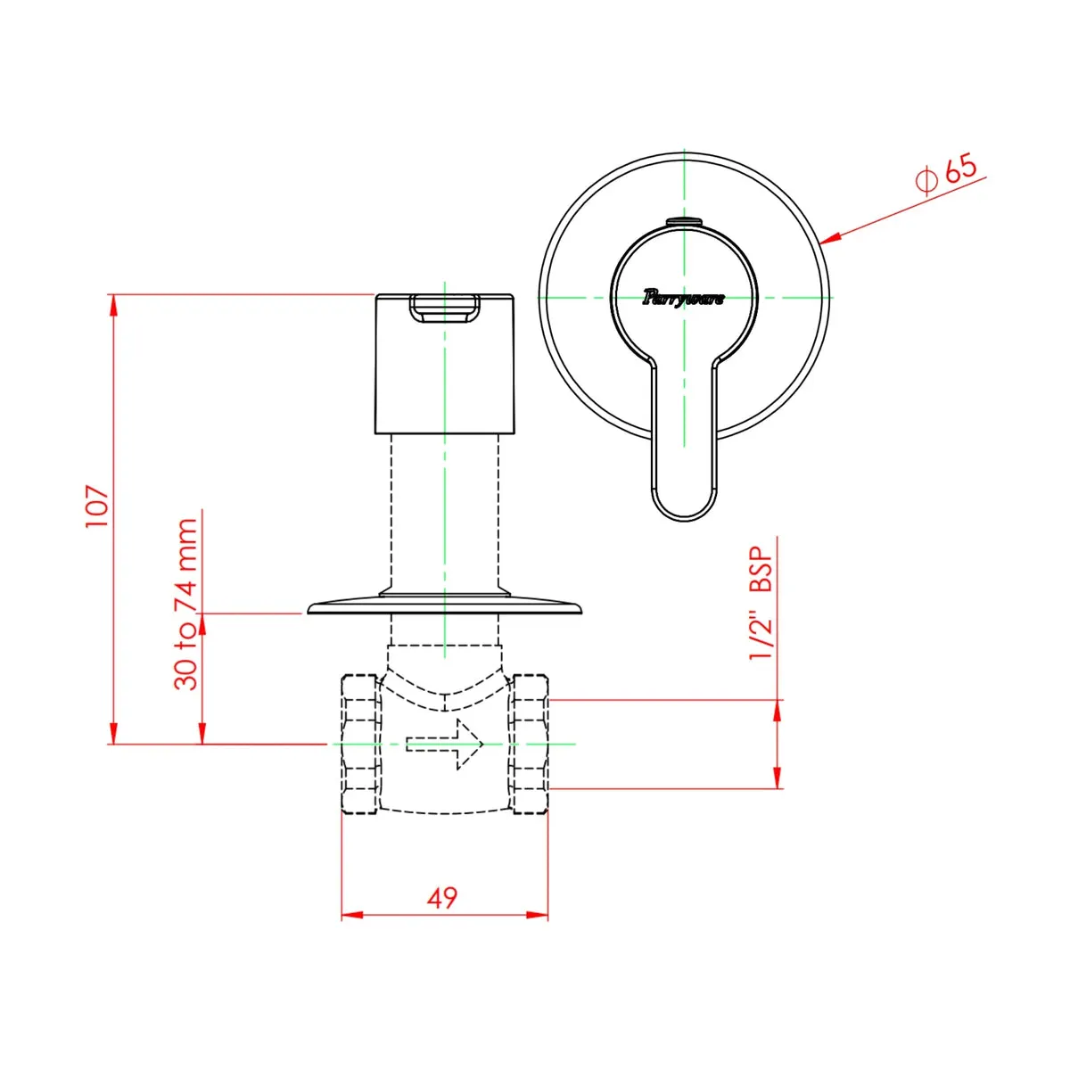 Parryware 2 way diverter claret G5250A1 G5250A1 Chrome - image 2