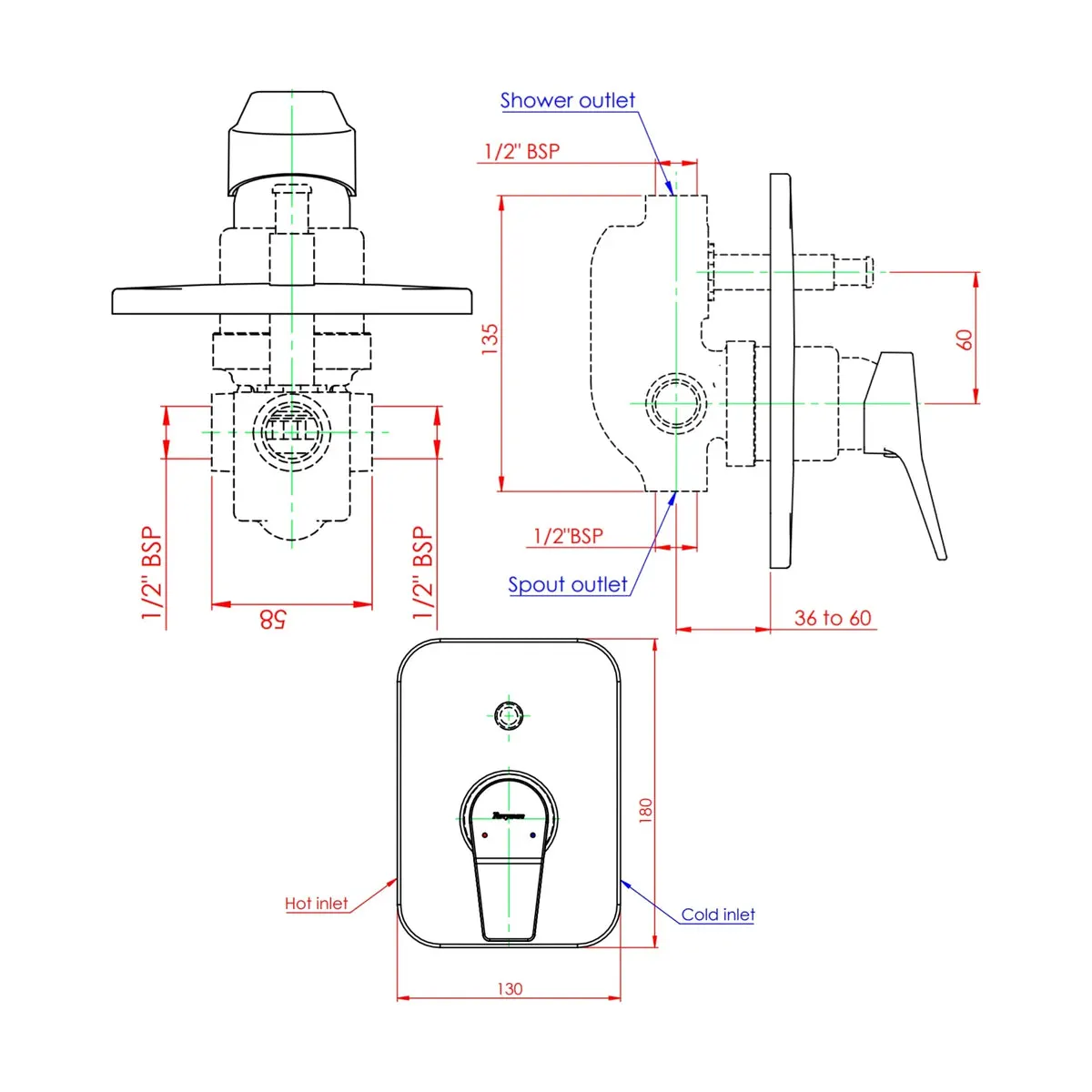 Parryware 2 way diverter aqua G5786A1 G5786A1 Chrome - image 2