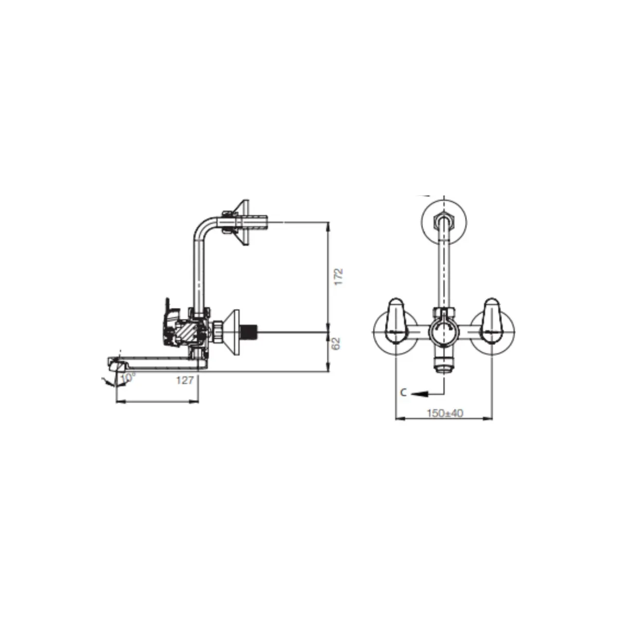 Parryware 2 way wall mixer uno T5016A1 T5016A1 Chrome - image 2