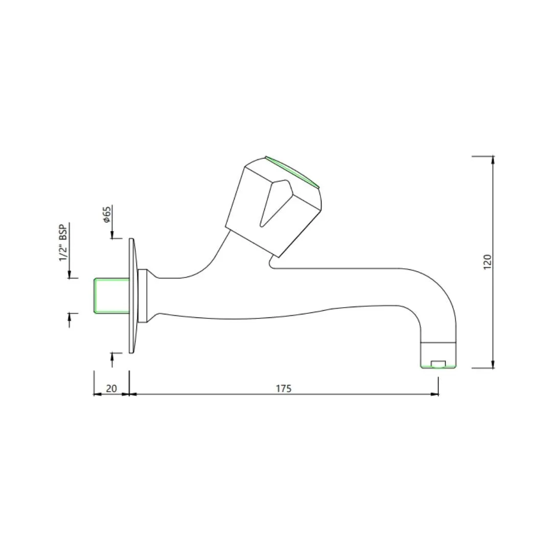 Essco wc area bib tap Marvel MQT-CHR-512KN Chrome - image 2