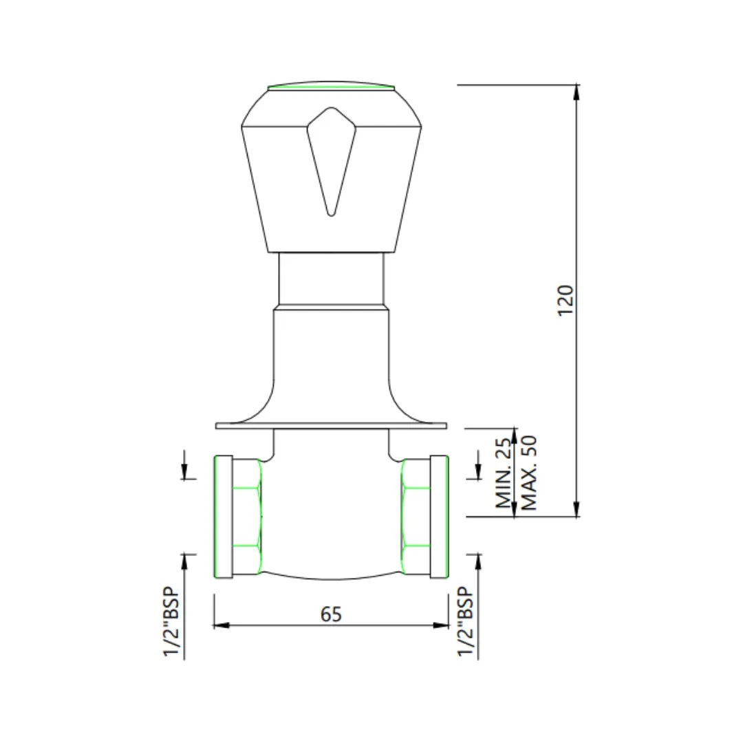 Essco basin area stop valve Marvel MQT-CHR-514AKN Chrome - image 2