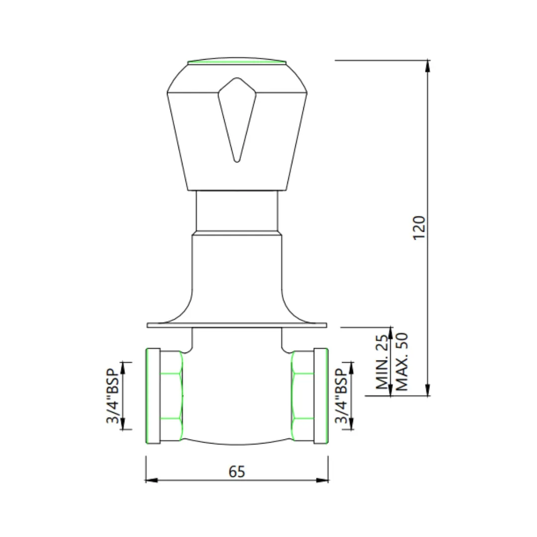 Essco basin area stop valve Marvel MQT-CHR-514CKN Chrome - image 2