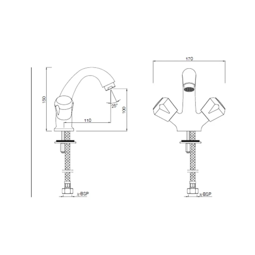 Essco table mounted regular basin mixer Marvel MQT-CHR-516AKN Chrome - image 2
