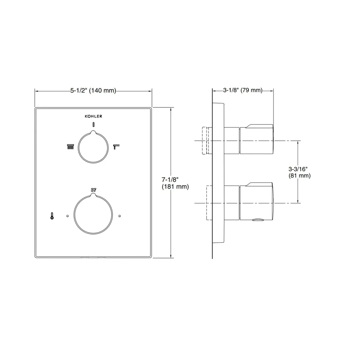 Kohler 2 way thermostatic diverter autosense 24431IN-9FP-BRD 24431IN-9FP-BRD Brushed Rose Gold - image 2
