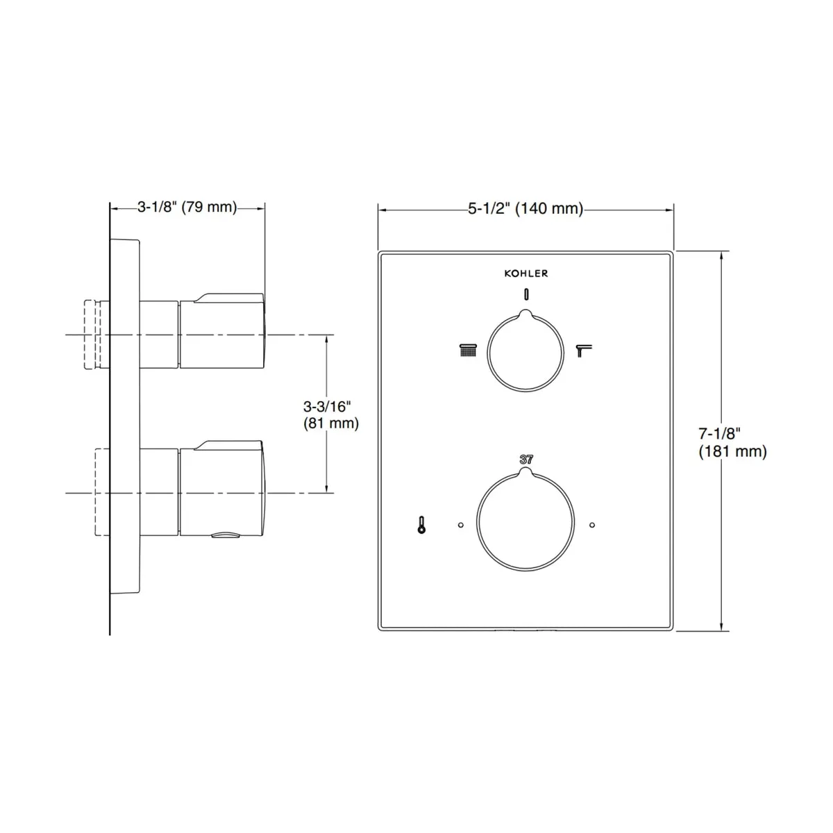 Kohler 2 way thermostatic diverter autosense 24431IN-9FP-BV 24431IN-9FP-BV Brushed Bronze - image 2