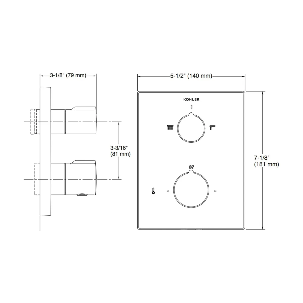 Kohler 2 way thermostatic diverter autosense 24431IN-9FP-RGD 24431IN-9FP-RGD Rose Gold - image 2