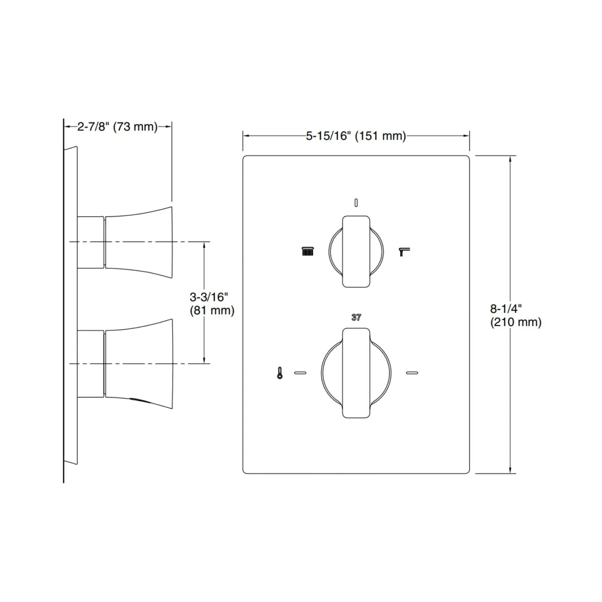 Kohler 2 way thermostatic diverter modern life edge 25761IN-9-AF 25761IN-9-AF French Gold - image 2