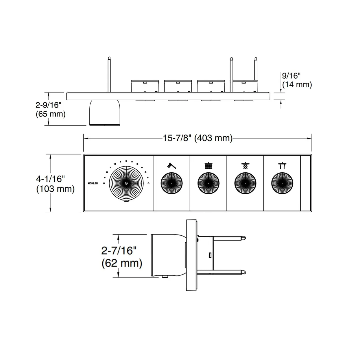 Kohler 4 way thermostatic diverter anthem 26348IN-9-BL 26348IN-9-BL Black Matt - image 2