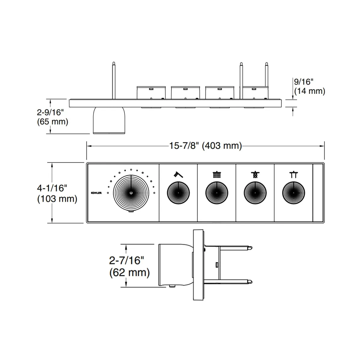 Kohler 4 way thermostatic diverter anthem 26348IN-9-BRD 26348IN-9-BRD Brushed Rose Gold - image 2