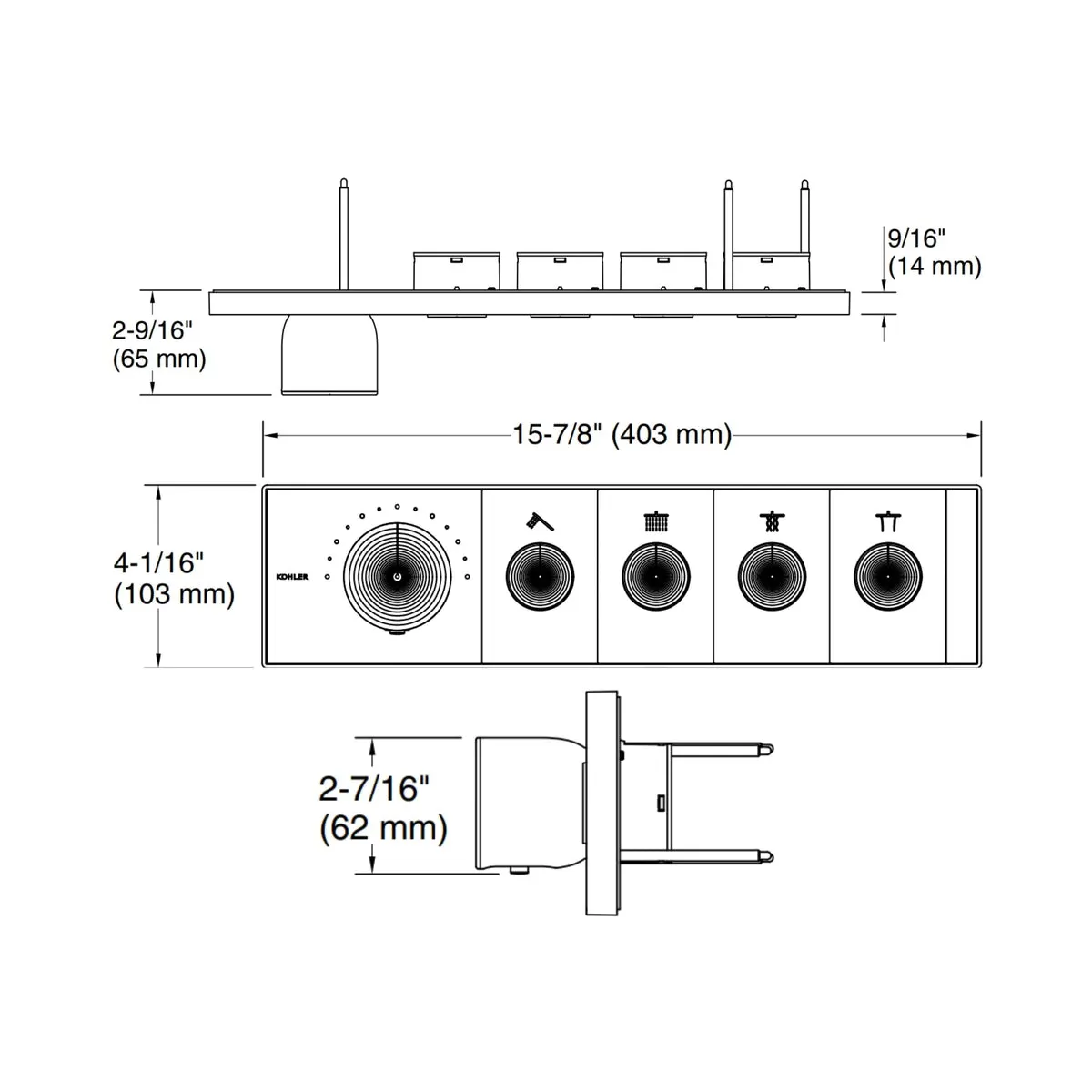 Kohler 4 way thermostatic diverter anthem 26348IN-9-CP 26348IN-9-CP Chrome - image 4