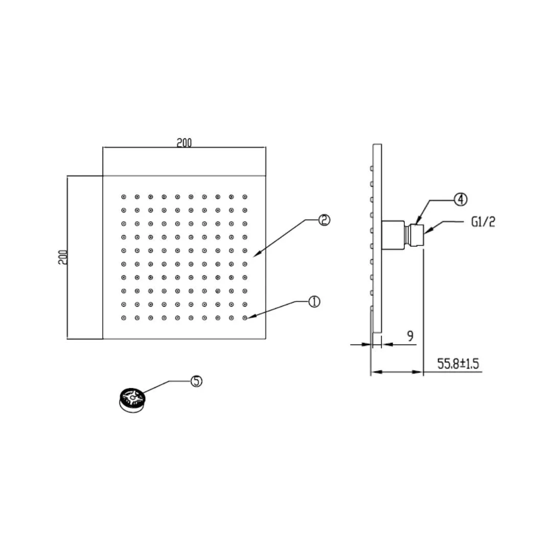 American Standard single flow overhead shower FFASS037-000500BF0 FFASS037-000500BF0 Chrome - image 2