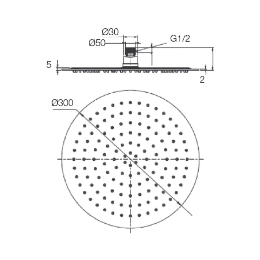 Parryware single flow overhead shower T9993A1 T9993A1 Stainless Steel - image 3