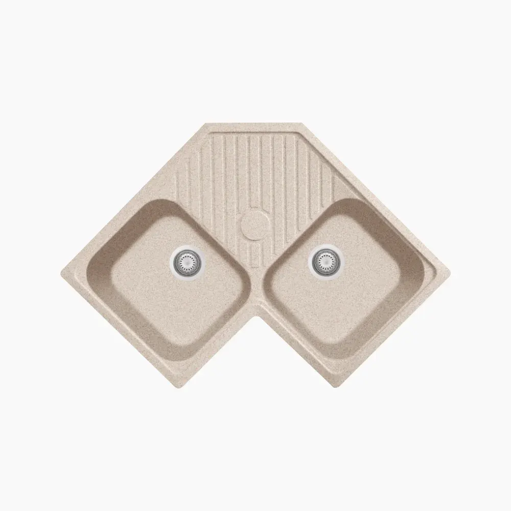 Nirali Atlantic LV-2 Quartz Kitchen Sink, 33 x 19.68 in PC-NIR-ATLANTICLV2-33195-BEGR Beige Granite - image 1