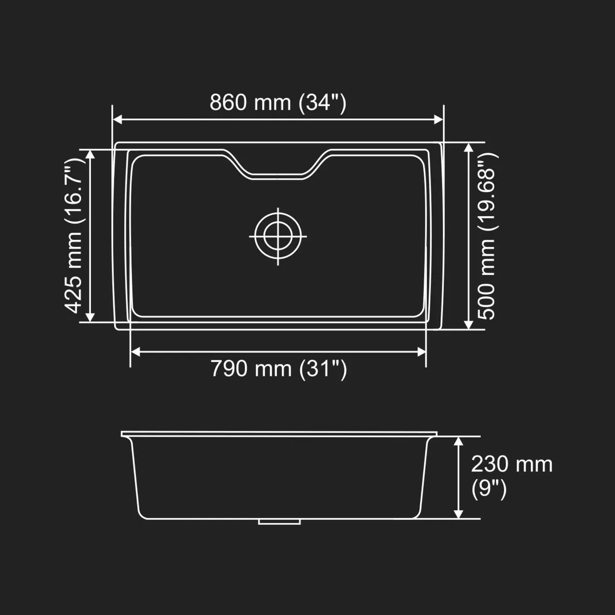 Nirali quartz sink quartz premium range corex ( 34 x 19.5 inches ) PC-NIR-COREX-34195-BEGR Beige Granite - image 3
