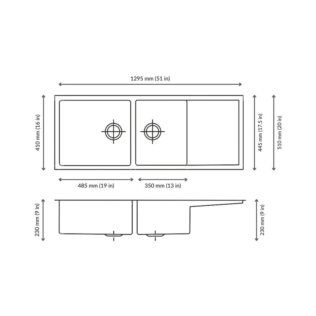 Nirali stainless steel sink expell range ebony ( 51 x 20 inches ) PC-NIR-EBONY-5120-SAT Satin - image 3