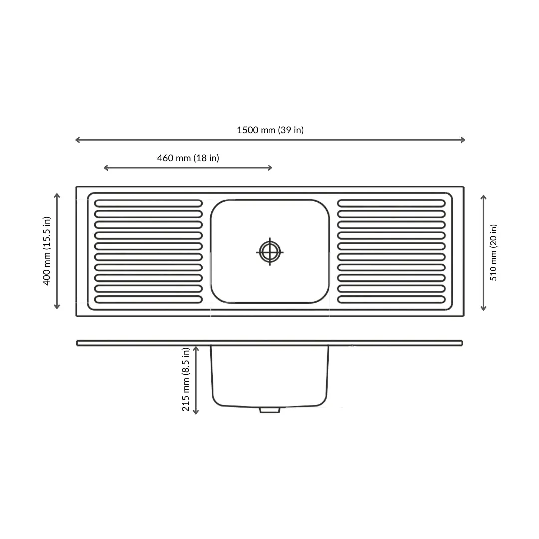 Nirali stainless steel sink popular range elegant glory big ( 59 x 20 inches ) PC-NIR-ELEGANTGLOBIG-5920-SAT Satin - image 3