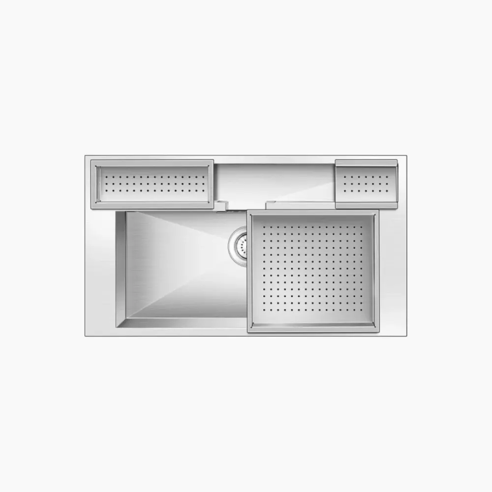 Nirali Era Stainless Steel Kitchen Sink, 36 x 20 in PC-NIR-ERA-3620-SAT Hairline Satin - image 1