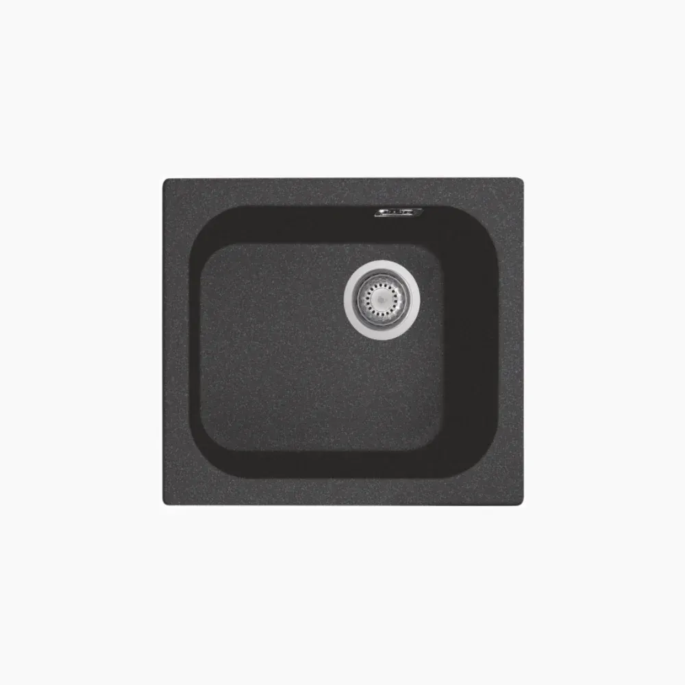 Nirali Harmony LV-1 Quartz Kitchen Sink, 19.68 x 17 in PC-NIR-HARMONYLV1-19517-BLGR Black Granite - image 1