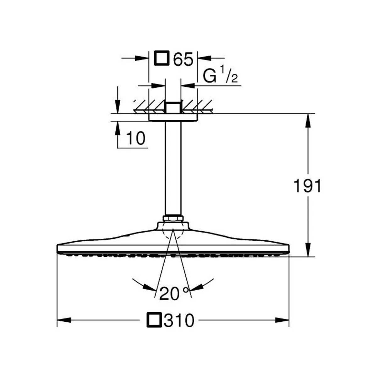 Grohe single flow overhead showers mono 26566AL0 26566AL0 Brushed Hard Graphite - image 3