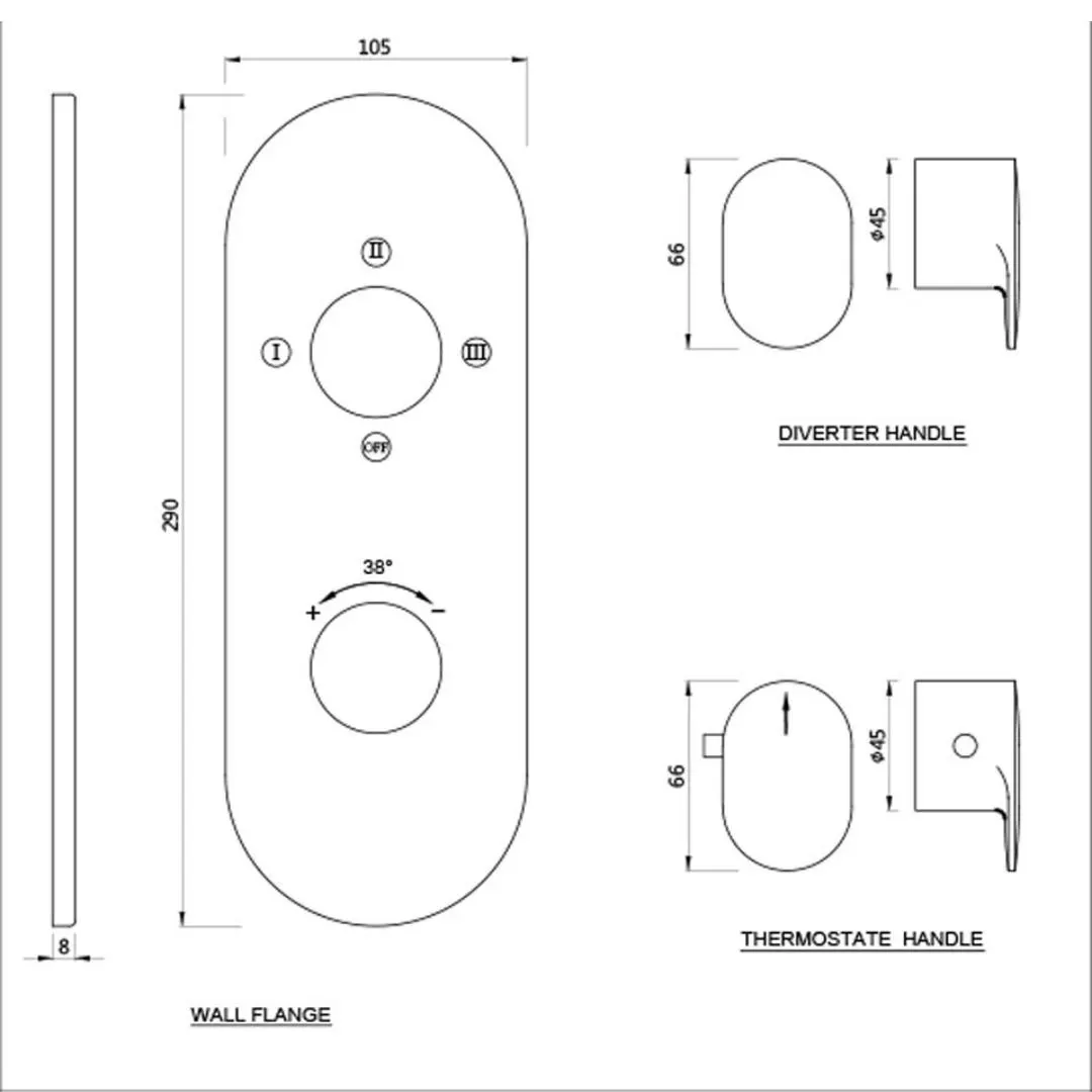 Jaquar 3 way thermostatic diverter Opal Prime normal flow OPP-BLM-15683NKPM Black Matt - image 2