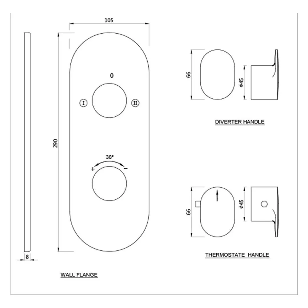 Jaquar 2 way thermostatic diverter Opal Prime normal flow OPP-GRF-15681NKPM Graphite - image 2