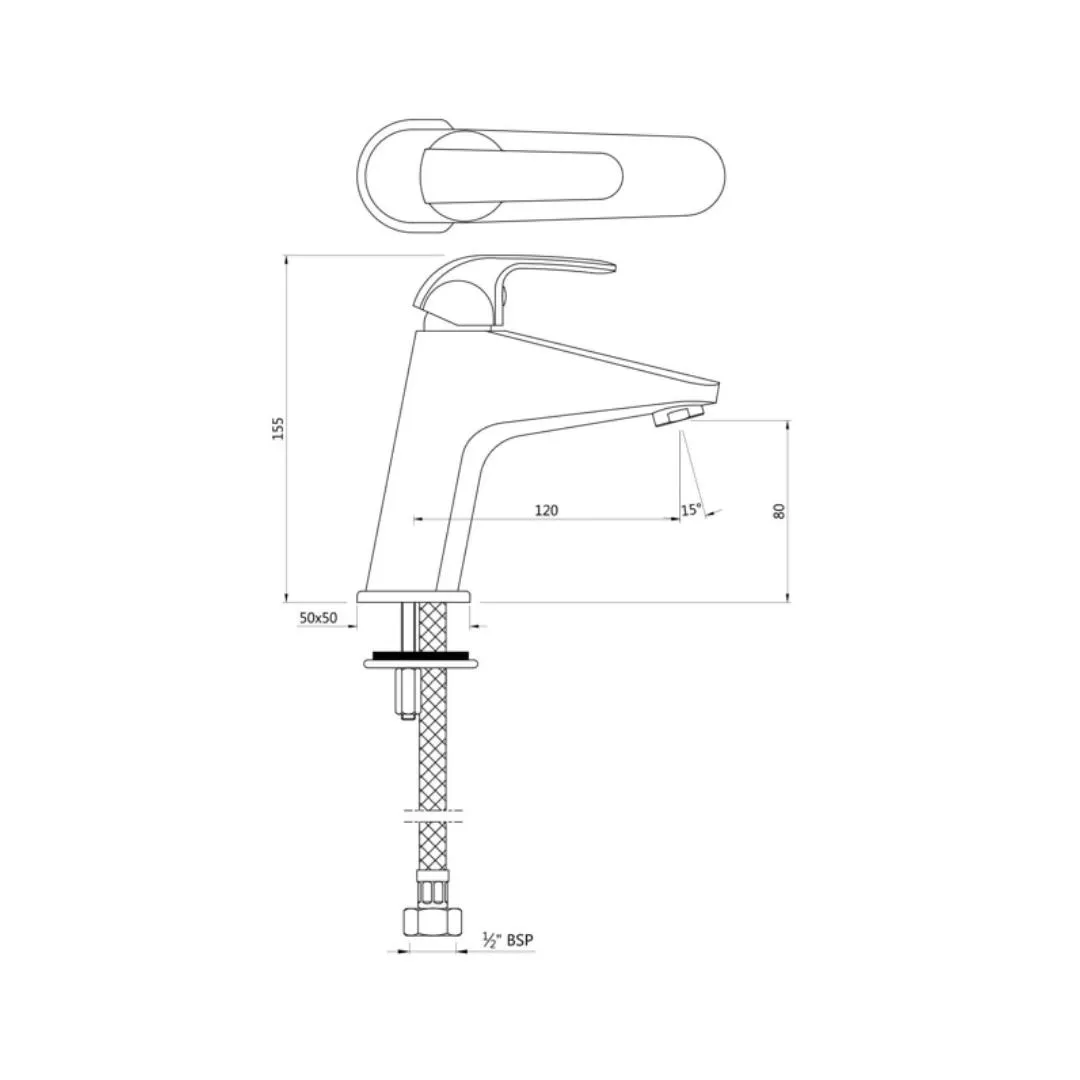 Essco table mounted regular basin mixer Orbit ORB-CHR-105011B Chrome - image 2