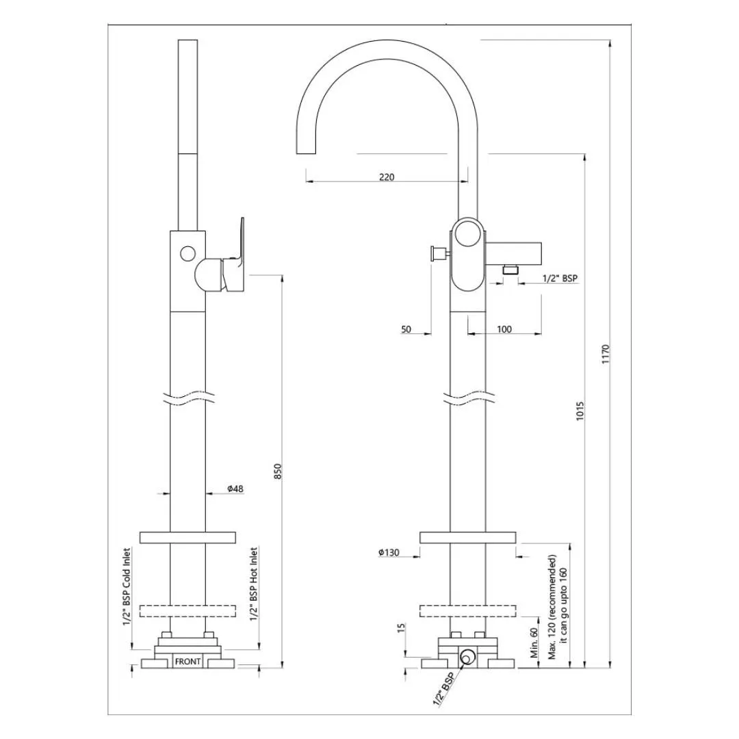 Jaquar 2 way bath tub filler Ornamix Prime normal flow ORP-ACR-10121KPM Antique Copper - image 2