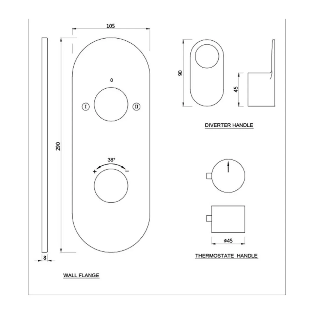 Jaquar 2 way thermostatic diverter Ornamix Prime normal flow ORP-BCH-10681NKPM Black Chrome - image 2