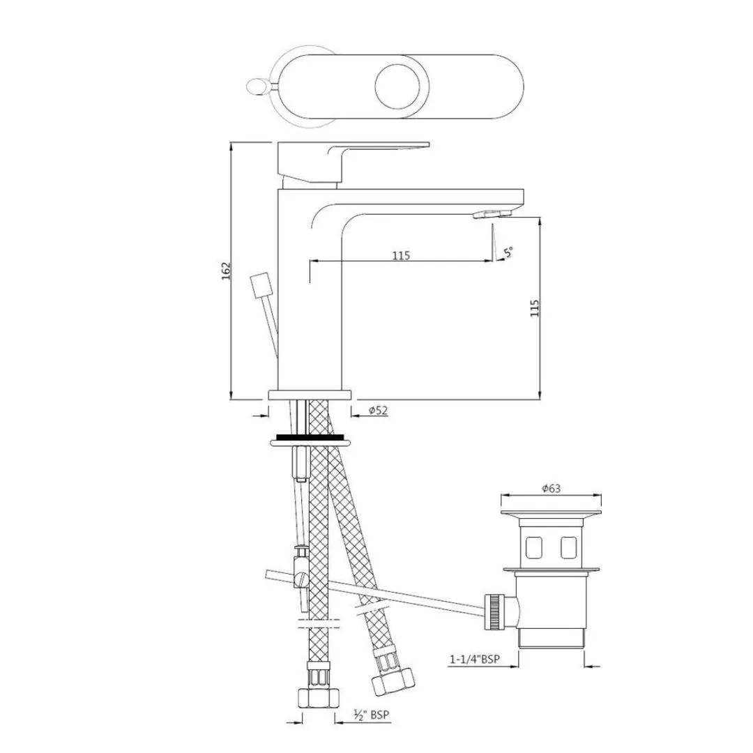 Jaquar table mounted regular basin mixer Ornamix Prime ORP-BLM-10051BPM Black Matt - image 2