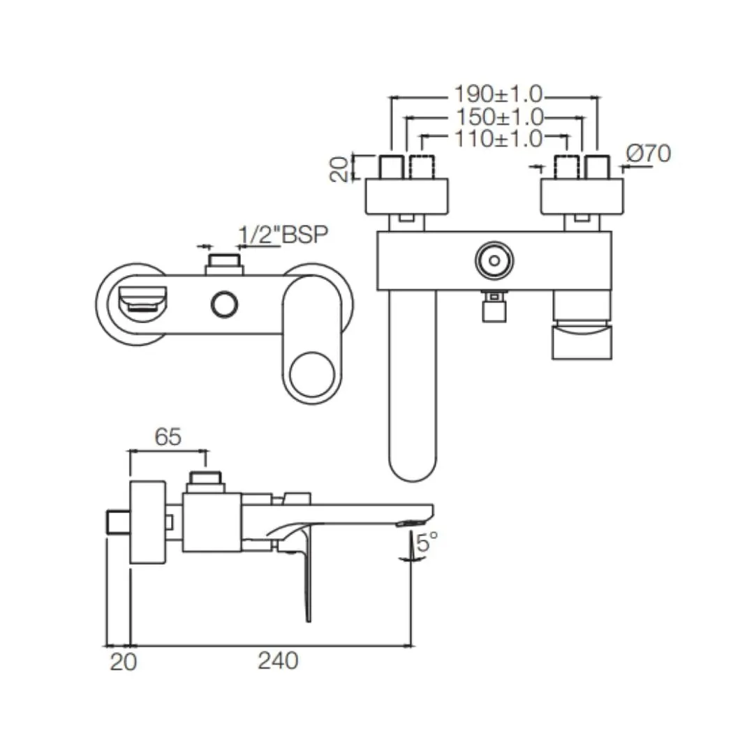 Jaquar 2 way wall mixer Ornamix Prime normal flow ORP-BLM-10115PM Black Matt - image 2