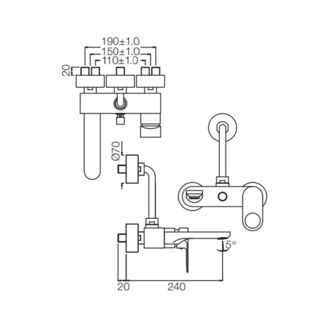 Jaquar 3 way wall mixer Ornamix Prime normal flow ORP-BLM-10125PM Black Matt - image 2