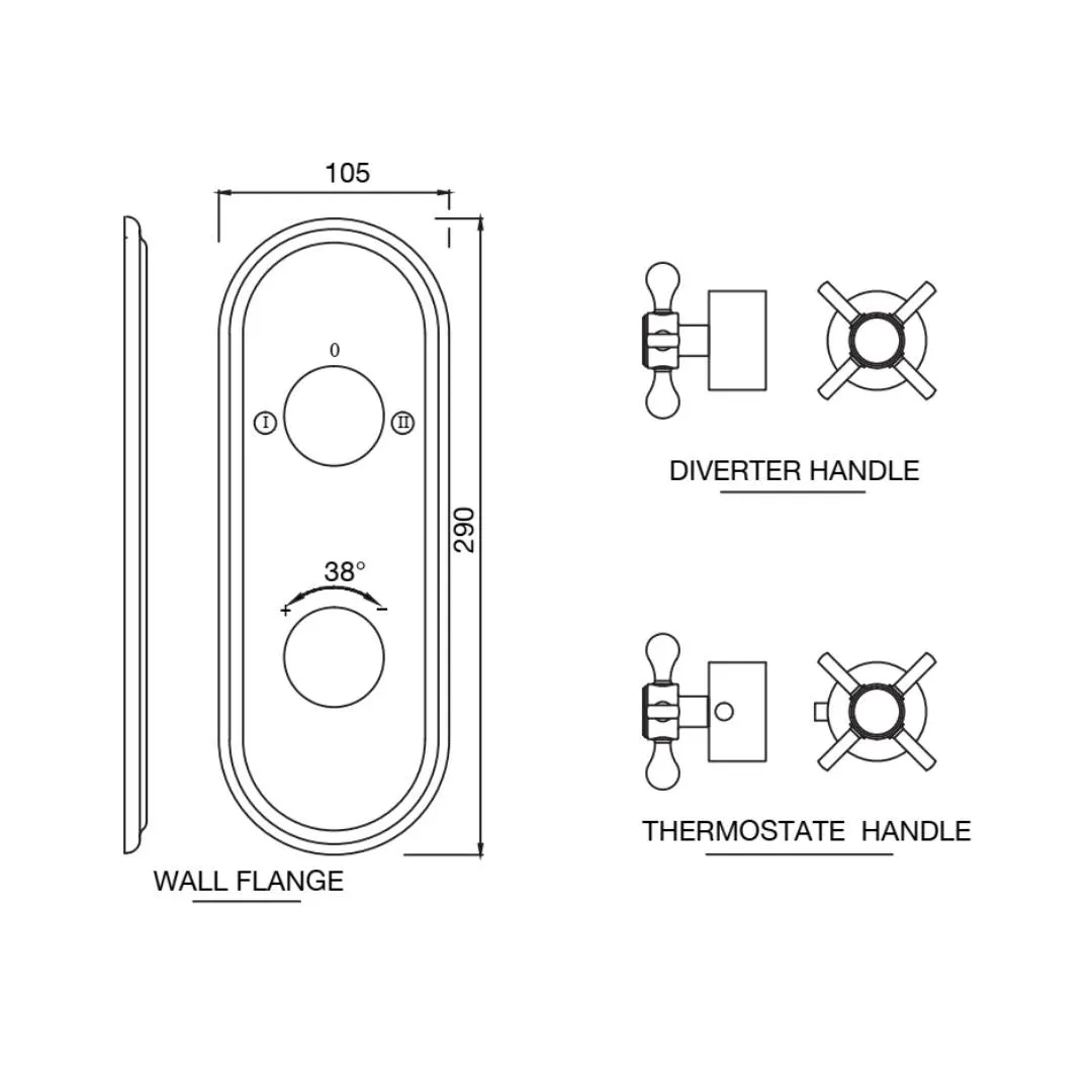 Jaquar 2 way thermostatic diverter Queens Prime normal flow QQP-BLM-7681NKPM Black Matt - image 2