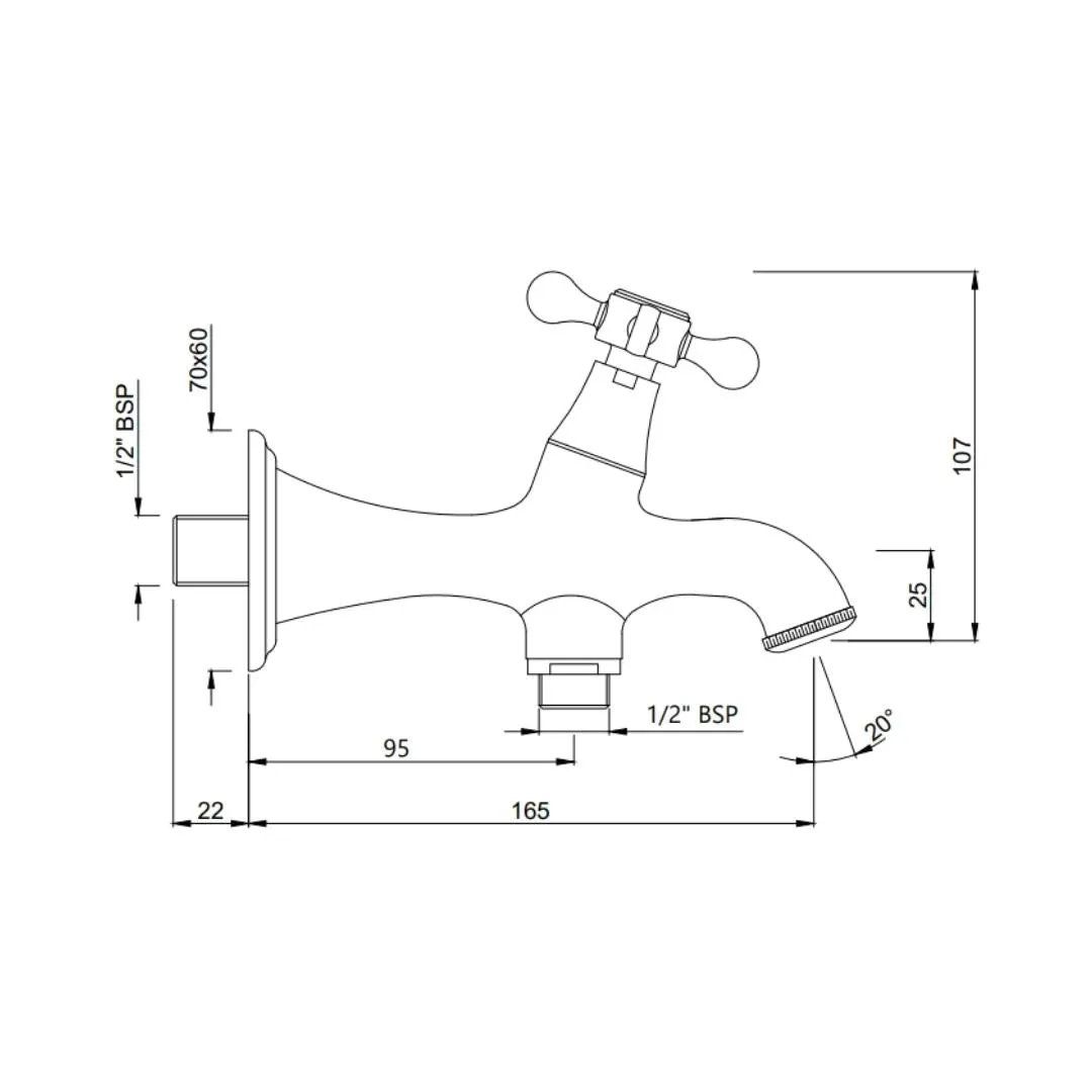 Jaquar wc area 2 way bib tap Queens Prime QQP-CHR-7041PM Chrome - image 2