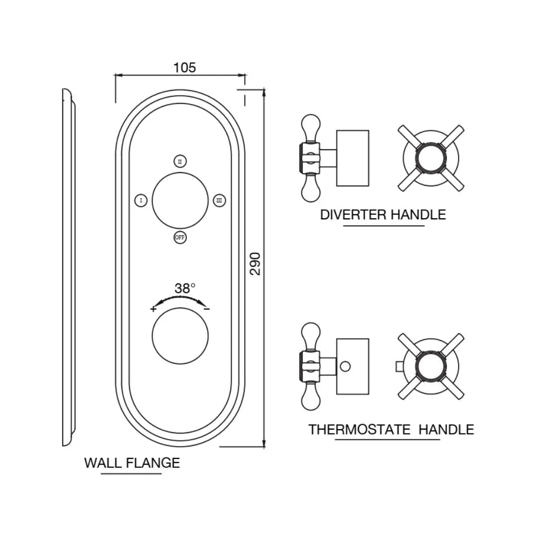 Jaquar 3 way thermostatic diverter Queens Prime normal flow QQP-GRF-7683NKPM Graphite - image 2