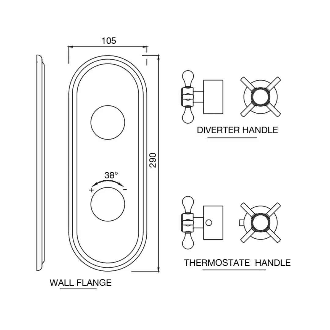 Jaquar 1 way thermostatic diverter Queens Prime normal flow QQP-SSF-7661NKPM Stainless Steel - image 2