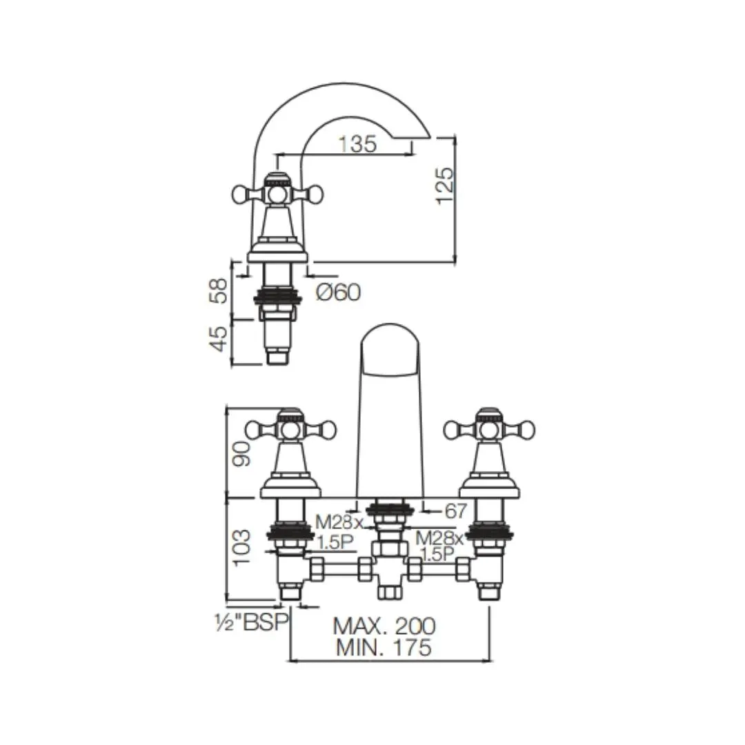 Jaquar 1 way bath tub filler Queen's normal flow QQT-CHR-7095 Chrome - image 2
