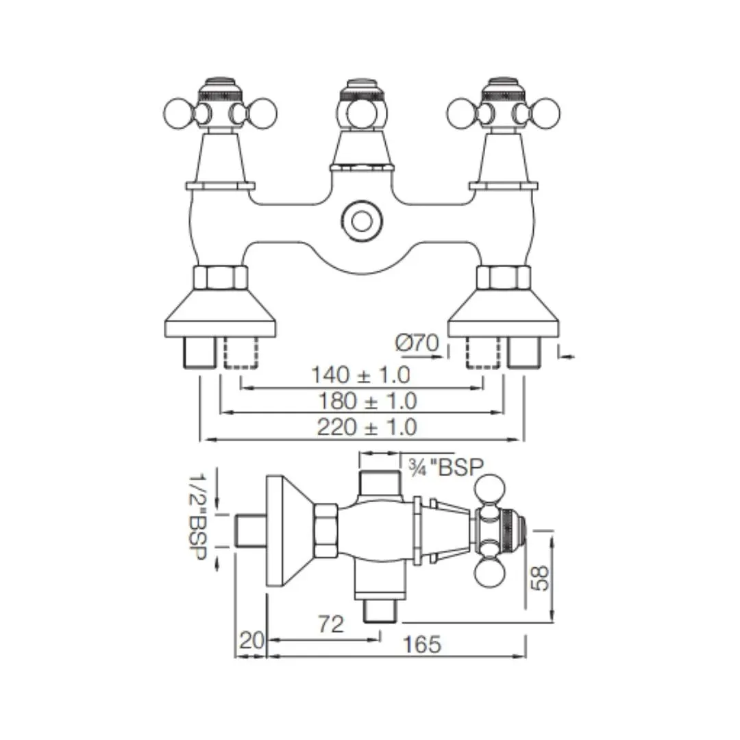 Jaquar 2 way wall mixer Queen's normal flow QQT-CHR-7215 Chrome - image 2