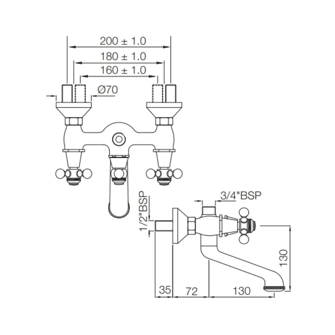 Jaquar 2 way wall mixer Queen's normal flow QQT-CHR-7217 Chrome - image 2