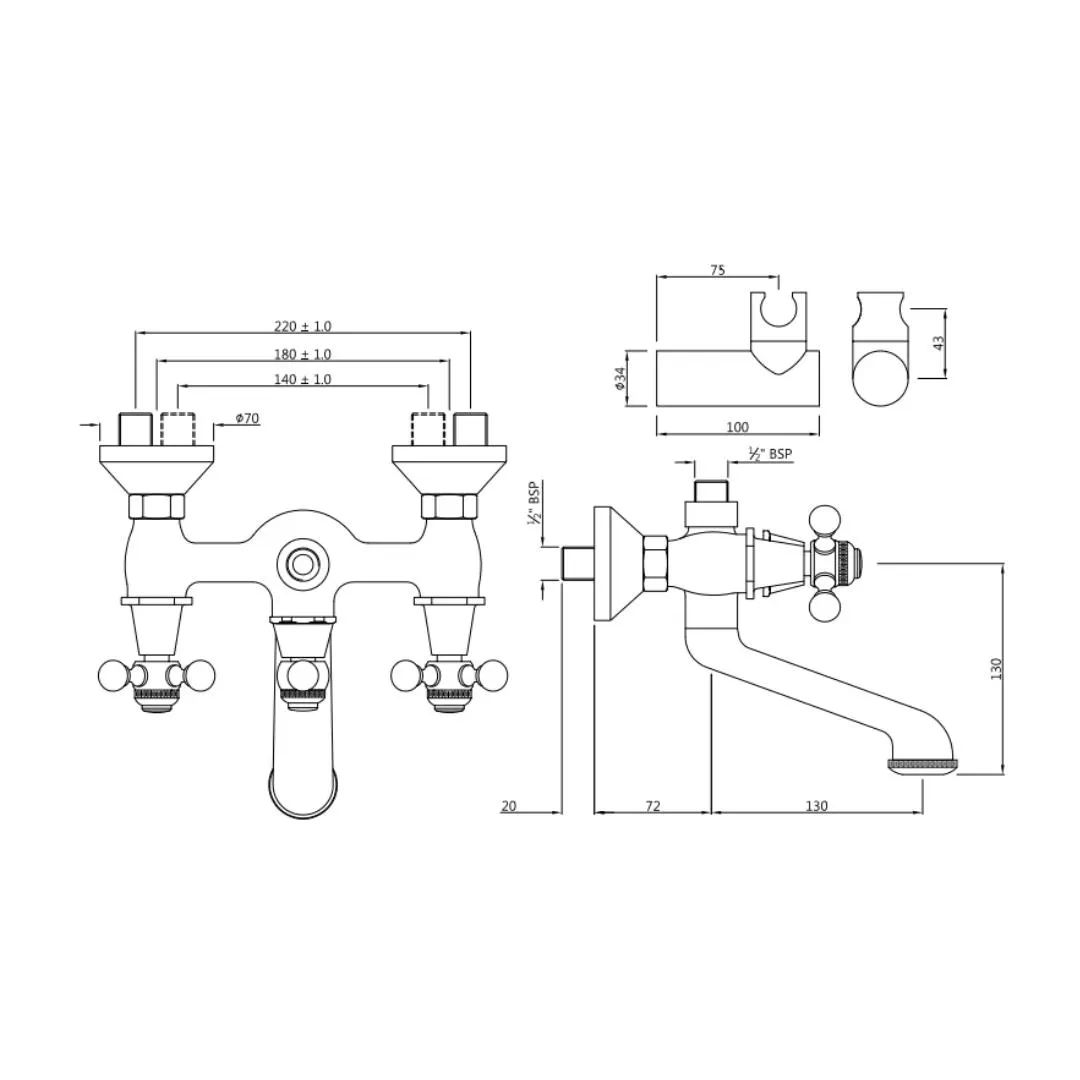 Jaquar 2 way wall mixer Queen's normal flow QQT-CHR-7267 Chrome - image 2